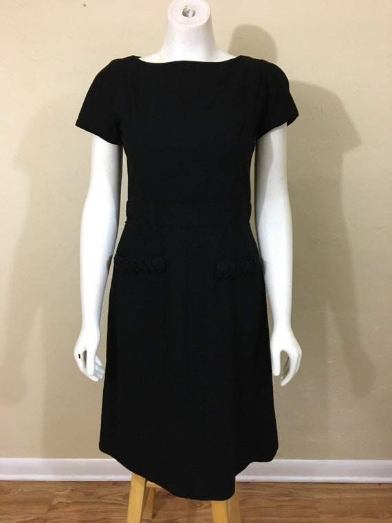 Vintage 50's 60's Black Wool Dress Little Black Dress - Etsy