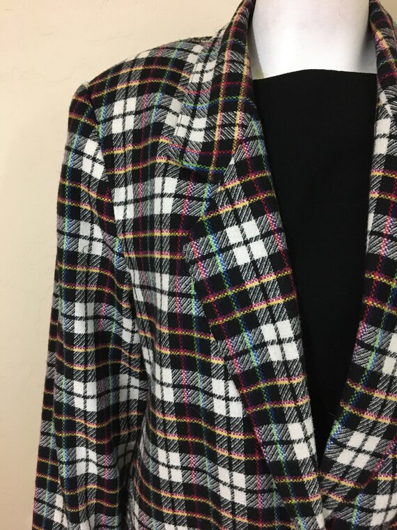 Vintage 1980's Plaid Jacket Ladies 12// Wool Blen… - image 3