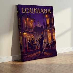 Póster de la Noche de Jazz de Luisiana, Impresión digital del Barrio Francés, Arte mural musical, Decoración de Nueva Orleans, Regalo para amantes de la música y la cultura