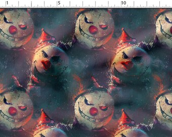 Scary Snowman Cotton Fabric, Eco-print, Printed Cotton Fabric Horror Halloween Fabric High Quality By The Yard Metre Width 150cm/60"