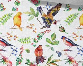 Tecido para moletom Birds, malha de algodão, estampa ecológica para moletons, roupas esportivas e infantis, por metro, largura 145 cm/57"