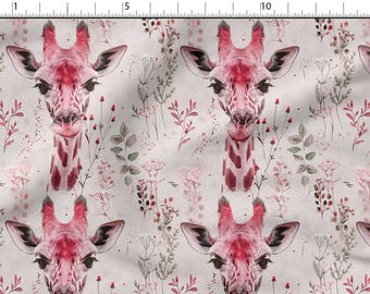 Tessuto di cotone con giraffa acquerello 100%, stampa ecologica, tessuto di cotone stampato, tessuto con giraffe, alta qualità, tagliato su misura, larghezza metro 150 cm / 60"