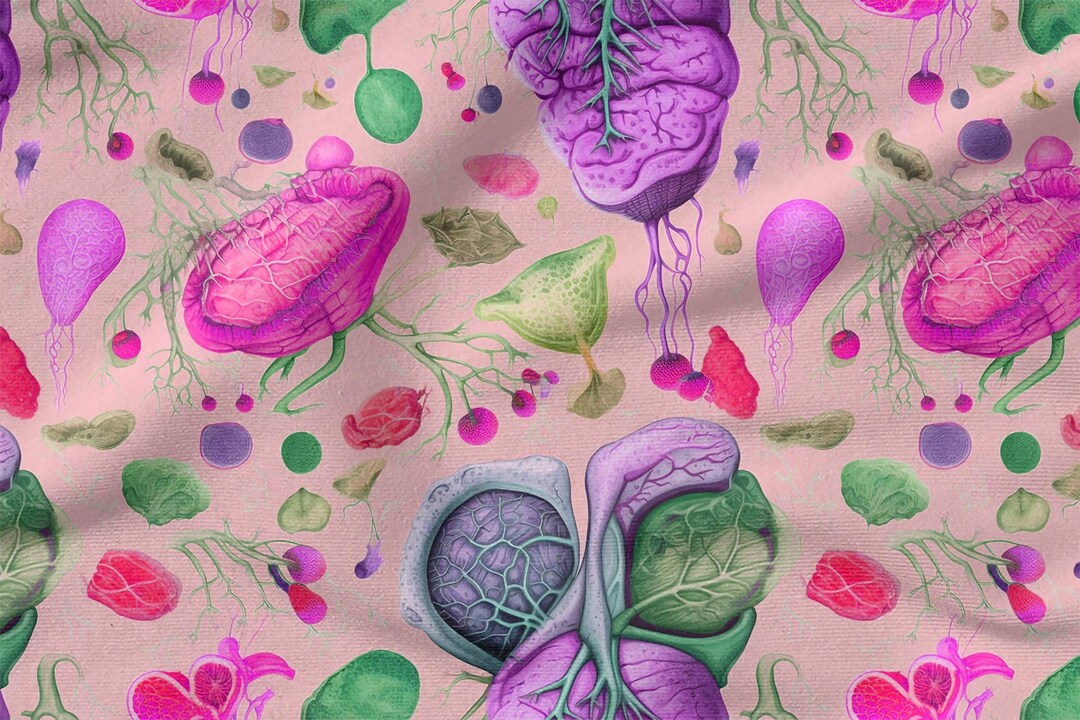 Human Organs Cotton 100%, Eco-print, Printed Cotton Fabric, Organs ...