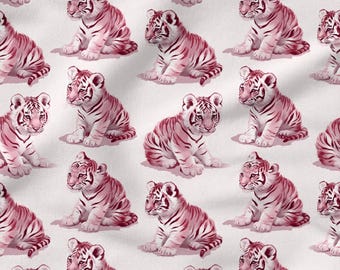 CUTE TIGER Cotton 100%, Eco-print, Printed Cotton Fabric, Tigers Fabric, High Quality Fabric, By The Yard Metre Width 150cm /60"