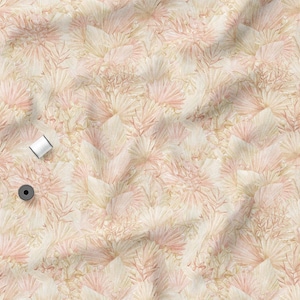 Cotton Knit Fabric Pastel Flowers, Eco-print, Moroccan Pattern Flowers Fabric, Stretchable, Knit, By The Yard Metre Width 145cm /57"