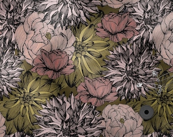 Tropical Flowers Cotton 100%, Eco-print Fabric,Printed Cotton Fabric, Tropical Fabric High Quality Fabric By The Yard Metre Width 150cm /60"