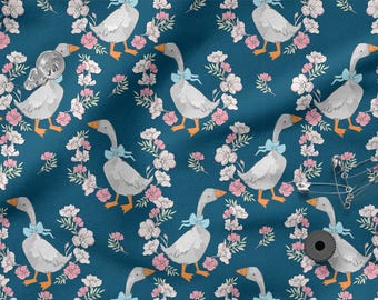 Gänse Baumwolle Stoff 100% Baumwolle bedruckt, Eco-print, Gänse Baumwolle bedruckt, Meterware Breite 150 cm /60"