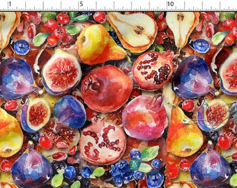 Fruits Cotton Fabric: Eco-Print Pomegranate Fruits Fabric, High Quality Sewing Material, By The Yard Metre  150cm /60" Wide
