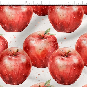 Tessuto di cotone stampato con mele, 100% cotone, stampa ecologica, tessuto di cotone stampato, tessuto con mele, tessuto di alta qualità, tagliato su misura, larghezza metro 150 cm / 60"