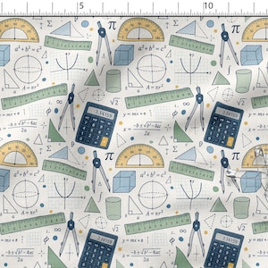 Skolämnen Bomull 100%, Matematik Ekotryck, Tryckt Skolmaterial Bomullstyg, Hög Kvalitet Per Yard Meterbredd 150 cm /60"