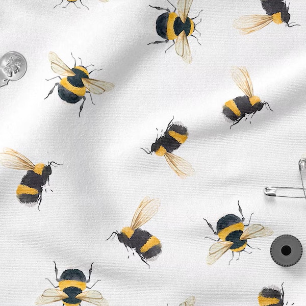 Tela de algodón 100% con estampado de abejorros, ecoimpresión, de alta calidad, cortada a medida, ancho de 150 cm (60").