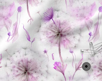 Dandelions Cotton 100%, Eco-print, Printed Cotton Fabric Meadow Flowers Fabric, High Quality By The Yard Metre Width 150cm /60"