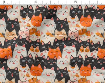 Cute Cats Cotton 100%, Eco-print, Printed Cotton Fabric, Sweet Cats Fabric, High Quality Fabric, By The Yard Metre Width 150cm /60"