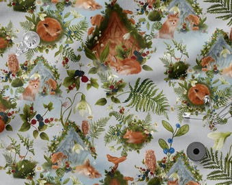 Colorful Forest Cotton Fabric 100%, Eco-print, Printed Cotton Fabric, Forest Fabric, High Quality, By The Yard Metre Width 150cm /60"