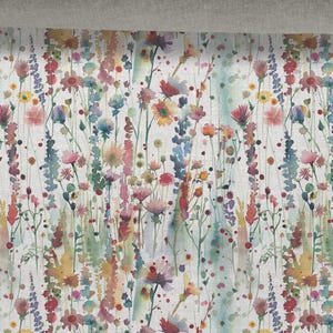 Linen fabric 100%, Floral Pattern, Wildflowers, Beige in melange, Softened linen for sewing By The Yard Metre Width 150cm /60&quot;