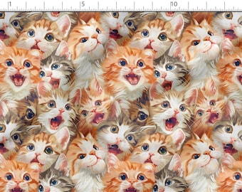 Cute Cats Cotton 100%, Eco-print, Printed Cotton Fabric, Sweet Cats Fabric, High Quality Fabric, By The Yard Metre Width 150cm /60"