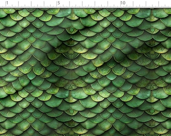 Green Scales Cotton 100%, Eco-print Fabric, Scales Printed Cotton Animal Fabric, High Quality Fabric, By The Yard Metre Width 150cm /60"