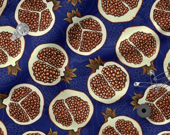 POMEGRANATE Cotton Fabric 100%, Eco-print, Printed Cotton Fabric, Fruits POMEGRANATE Fabric, High Quality By The Yard Metre Width 150cm /60"