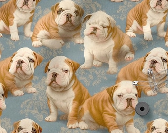 Bulldog Cotton Fabric 100%, Eco-print, Printed Cotton Fabric, Bulldogs Fabric, High Quality Fabric By The Yard Metre Width 150cm /60"