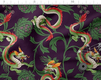 Drachen Drachen Baumwolle 100% Baumwolle bedruckt, Chinesischer Stoff, Hochwertiger Stoff Meterware 150 cm /60"
