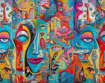 Chef-d'oeuvre moderne en coton 100 %, impression écologique, tissu en coton imprimé, tissu artistique, tissu de haute qualité, largeur au mètre 150 cm