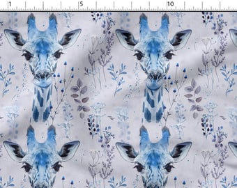Tessuto di cotone con giraffa acquerello 100%, stampa ecologica, tessuto di cotone stampato, tessuto con giraffe, alta qualità, tagliato su misura, larghezza metro 150 cm / 60"