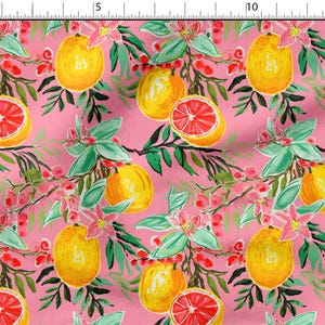 100% katoen Fresh Lemons, ecoprint, bedrukte katoenstof, citroenstof, hoogwaardige stof, op maat gesneden Meterbreedte: 150 cm