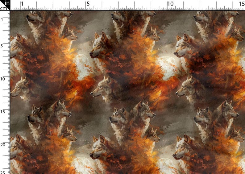 Wolves Cotton Fabric 100%, Eco-print, Printed Cotton Fabric, Wolf ...