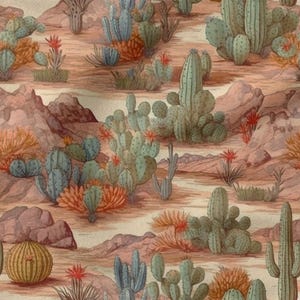 Wüsten Kakteen Baumwolle 100% Baumwolle, Eco-print, Bedruckter Baumwollstoff, Wüstenstoff, Hochwertiger Stoff Meterware, Breite 150 cm