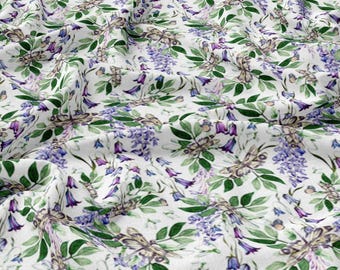 Linen fabric Floral, Summer Flowers Linen, Eco-print Linen fabric, Flowers linen Softened linen for sewing By The Yard Metre Width 150cm/60"