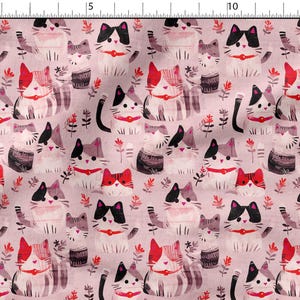 Cats Cotton 100%, Eco-print, Printed Cotton Fabric, Sweet Cats Fabric, High Quality Fabric, By The Yard Metre Width 150cm /60&quot;