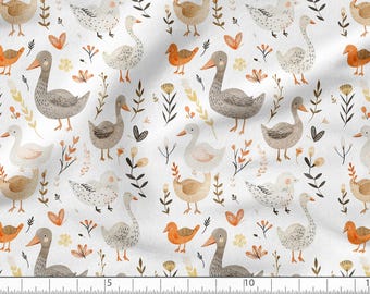 Süsser Gänse Baumwollstoff 100% Baumwolle, bedruckt, Vögel Gänse Stoff Meterware 150 cm / 60"