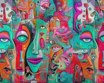 Chef-d'oeuvre moderne en coton 100 %, impression écologique, tissu en coton imprimé, tissu artistique, tissu de haute qualité, largeur au mètre 150 cm