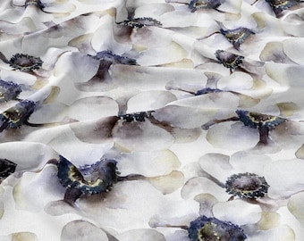 Flowers Linen 100%, Eco-print, Printed Linen fabric, Flower linen Fabric, Softened linen for sewing By The Yard Metre Width 150cm /60"