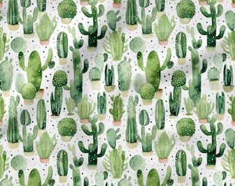Cactus Cotton 100%, Eco-print, Printed Cotton Mexican Fabric Cacti Fabric, High Quality Fabric By The Yard Metre Width 150cm /60&quot;