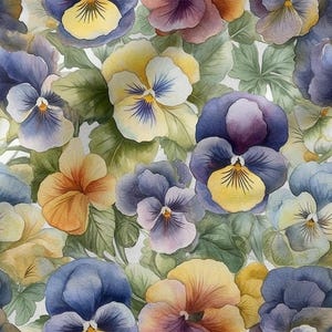 Pansies Cotton Fabric 100%, Eco-print, Flowers Printed Cotton Fabric Floral Fabric, High Quality Fabric, By The Yard Metre Width 150cm /60"