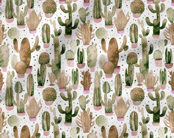 Cactus Cotton 100%, Eco-print, Printed Cotton Mexican Fabric Cacti Fabric,  High Quality Fabric By The Yard Metre Width 150cm /60"