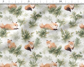 Happy Fox Cotton Fabric 100%, Eco-print, Printed Cotton Fabric, Friends Foxes Fabric, High Quality, By The Yard Metre Width 150cm /60"