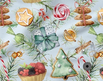 Xmas Cotton Fabric 100%, Eco-print, Printed Cotton Fabric Christmas Fabric, High Quality By The Yard Metre Width 150cm /60"