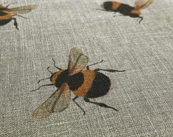 Linen fabric Bumblebees Beige in melange, Softened linen for sewing By The Yard Metre Width 150cm /60"