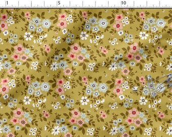 Small Flowers Cotton 100%, Eco-print, Printed Cotton Fabric Meadow Flowers Fabric, High Quality By The Yard Metre Width 150cm /60"