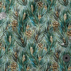 Tessuto di cotone con aghi di pino 100%, stampa ecologica, tessuto di cotone stampato con fiori, tessuto di alta qualità tagliato su misura, larghezza al metro 150 cm / 60"