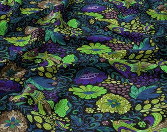 Colorful Meadow Linen 100%, Eco-print, Printed Linen fabric, Flowers Fabric Softened linen for sewing By The Yard Metre Width 150cm /60"