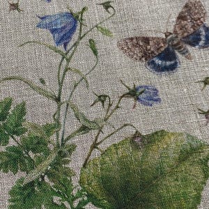 Linen fabric Forest Life, Beige in melange Eco-print Printed fabric Forest linen Softened linen for sewing By The Yard Metre Width 150cm/60"