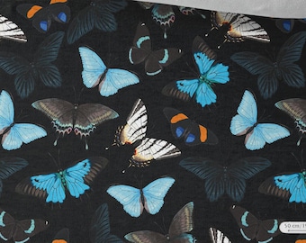 Tela de sudadera con mariposas, tejido de punto de algodón, eco-estampado French Terry para ropa deportiva y ropa infantil, cortada a medida, ancho 145 cm/57"