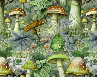 登山用品 HIGH TAIL DESIGNS Forest Mushroom Medium Mushrooms Forest Cotton 100%, Eco-print, Printed Cotton