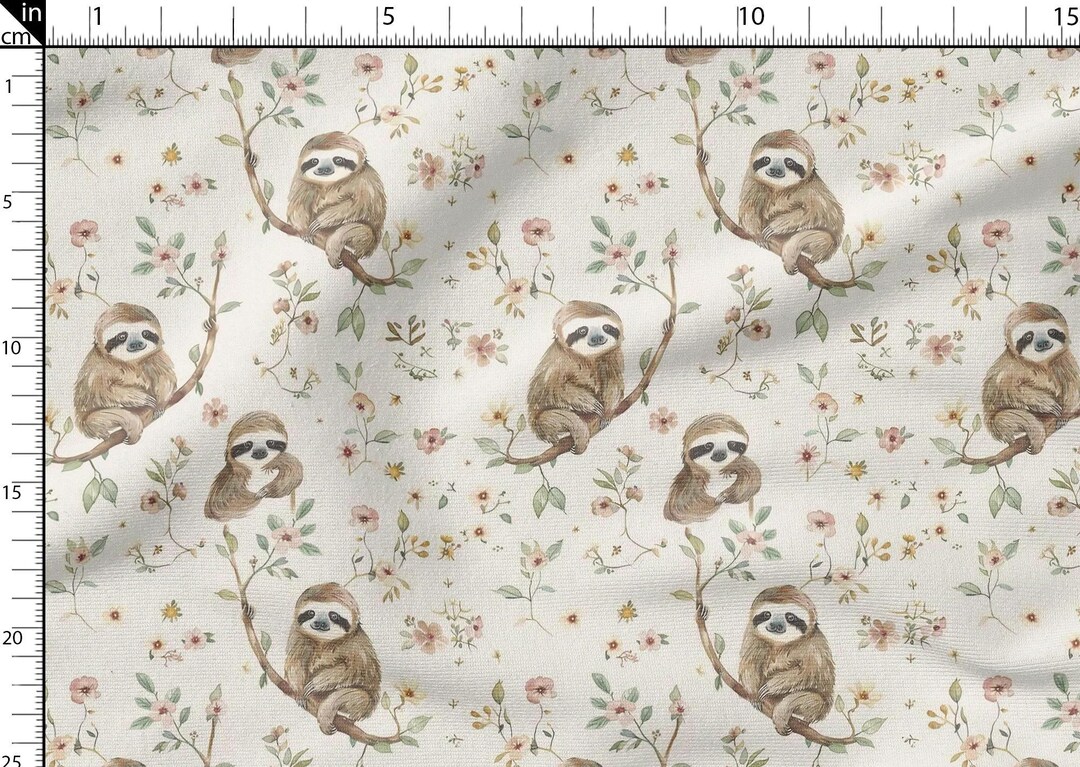Sloth Cotton Fabric 100%, Eco-print, Printed Cotton Fabric, Sloths ...