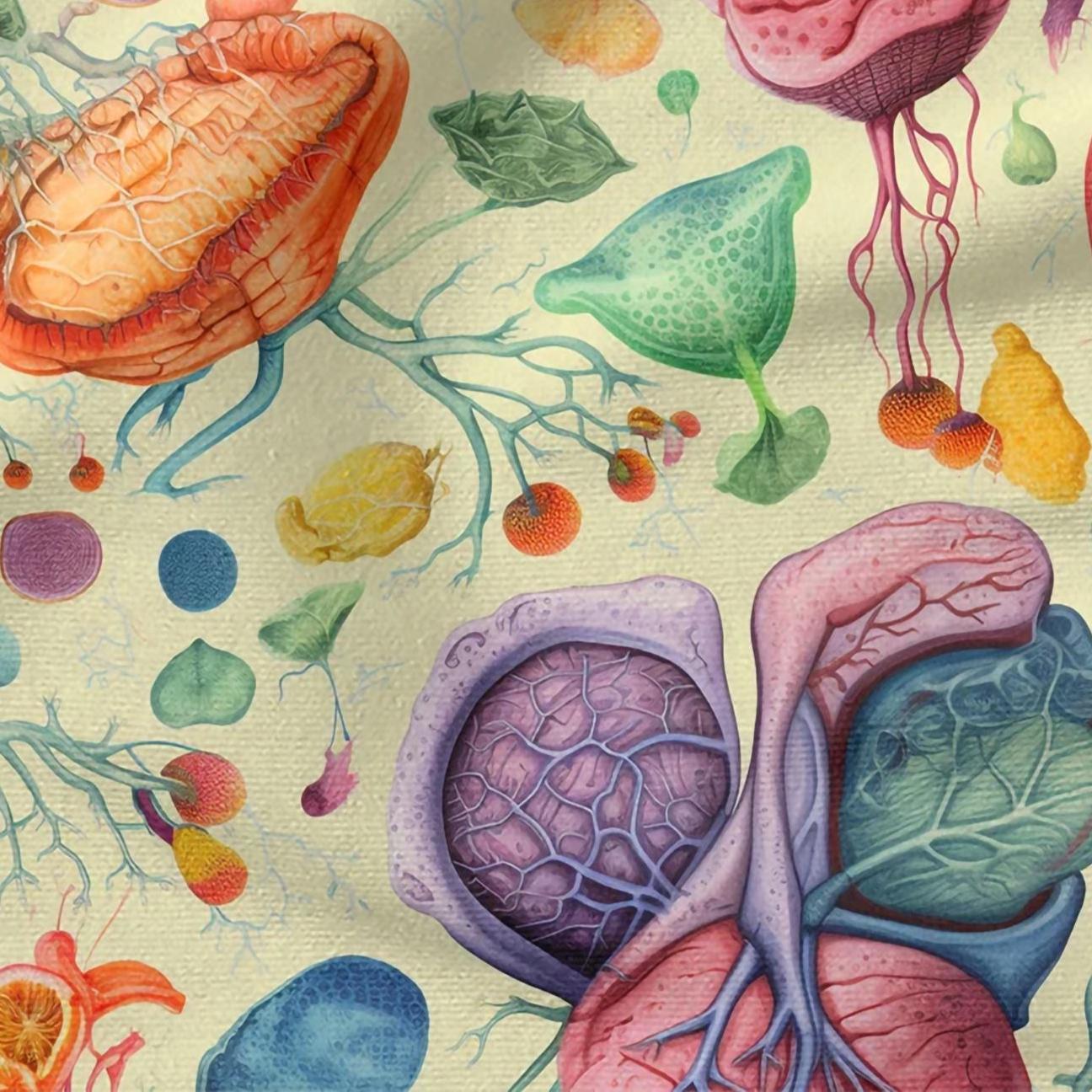 Human Organs Cotton 100%, Eco-print, Printed Cotton Fabric, Organs ...