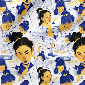 GIRLS Cotton Fabric 100%, Eco-print, Printed Cotton Fabric, WOMEN Fabric, High Quality Fabric, By The Yard Metre Width 150cm /60&quot;