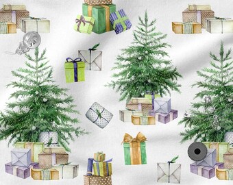VINTAGE CHRISTMAS Cotton Fabric 100%, Eco-print, Printed Cotton Fabric Christmas Fabric, High Quality By The Yard Metre Width 150cm /60"